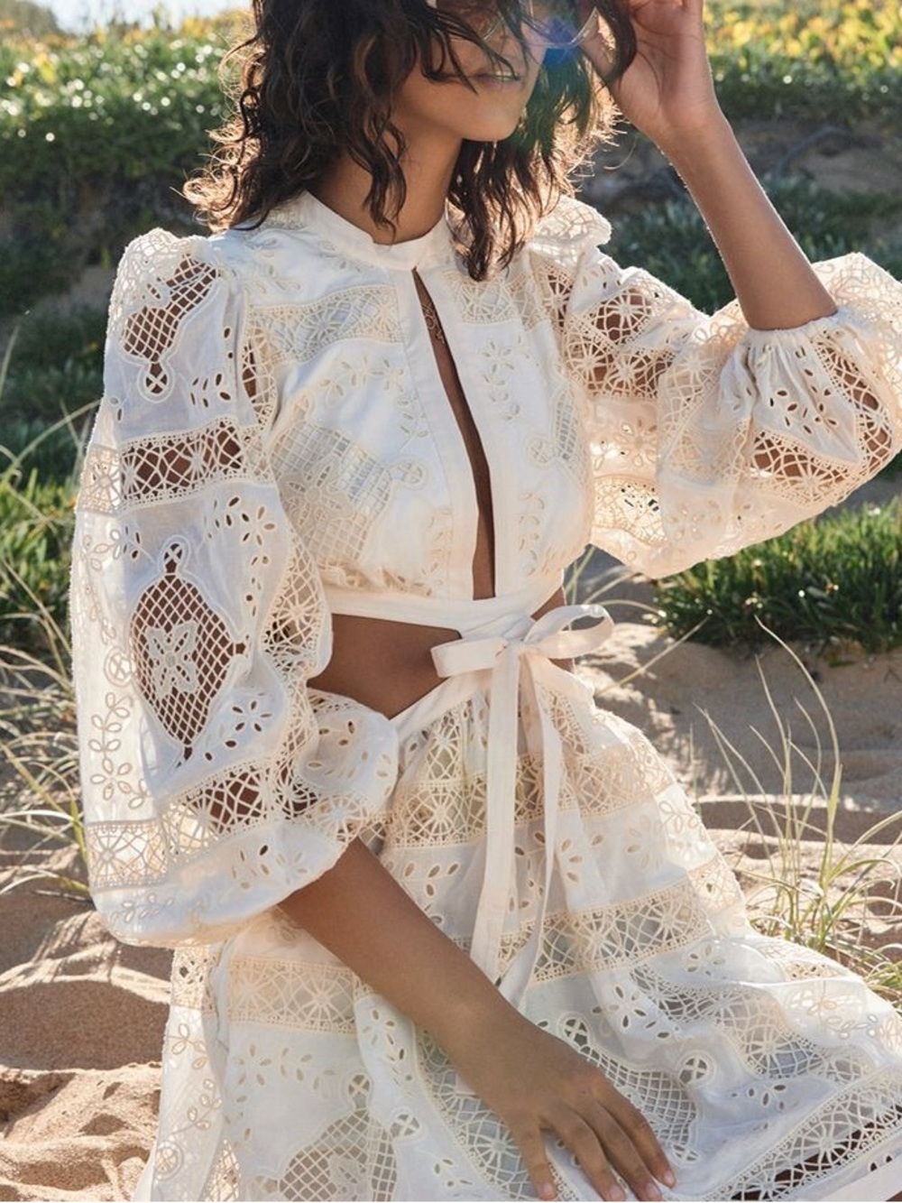NWT Zimmermann Ivory Aliane Dress 1 S Cotton Linen Embroidered Dress